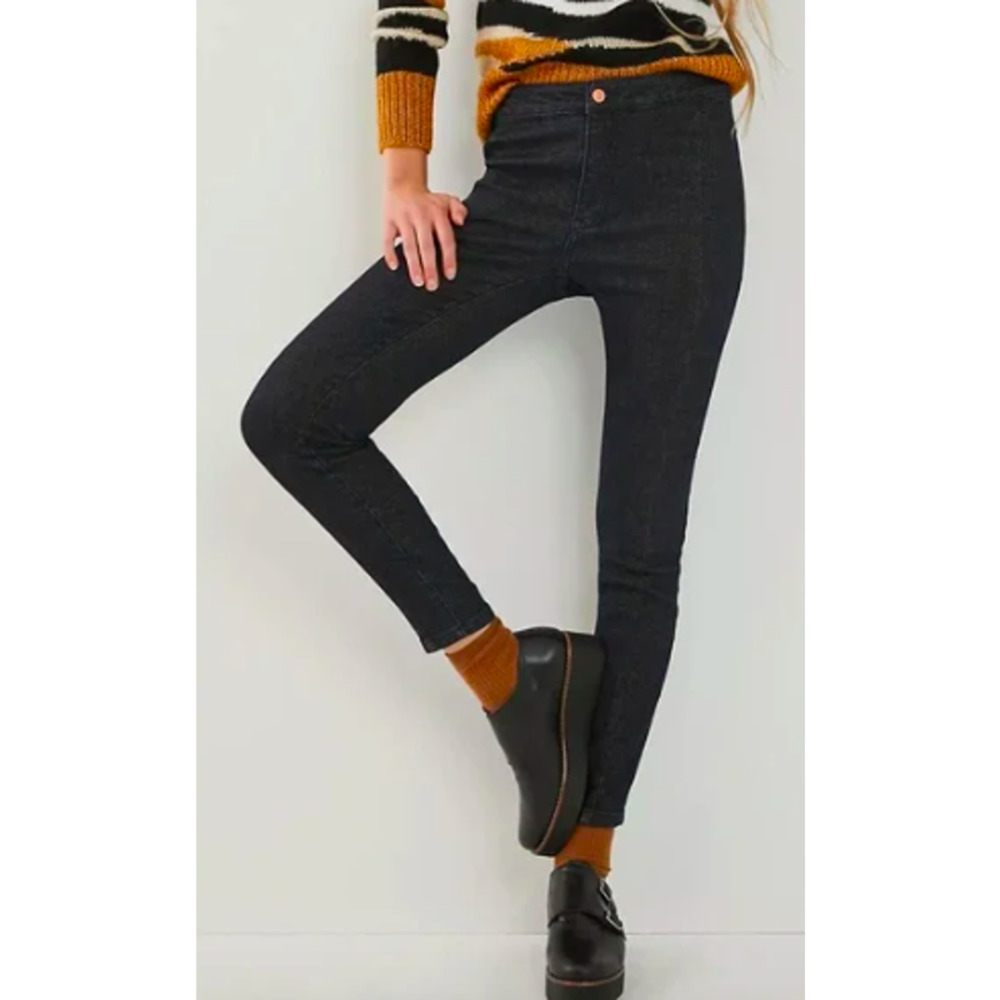 Anthropologie PILCRO HIGH RISE DENIM LEGGINGS WITH METALLIC SHEEN